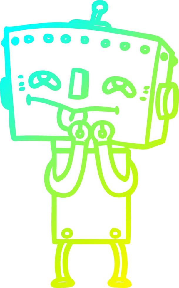 cold gradient line drawing cartoon robot vector