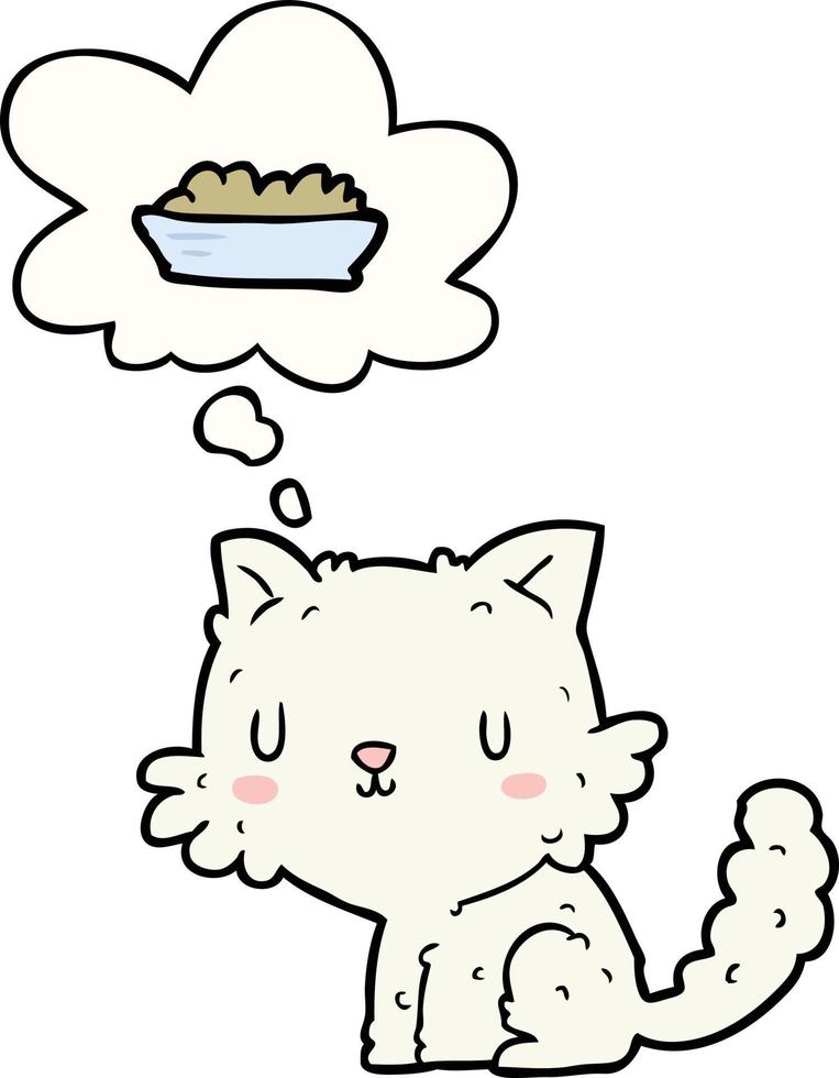 cartoon cat and food and thought bubble vector