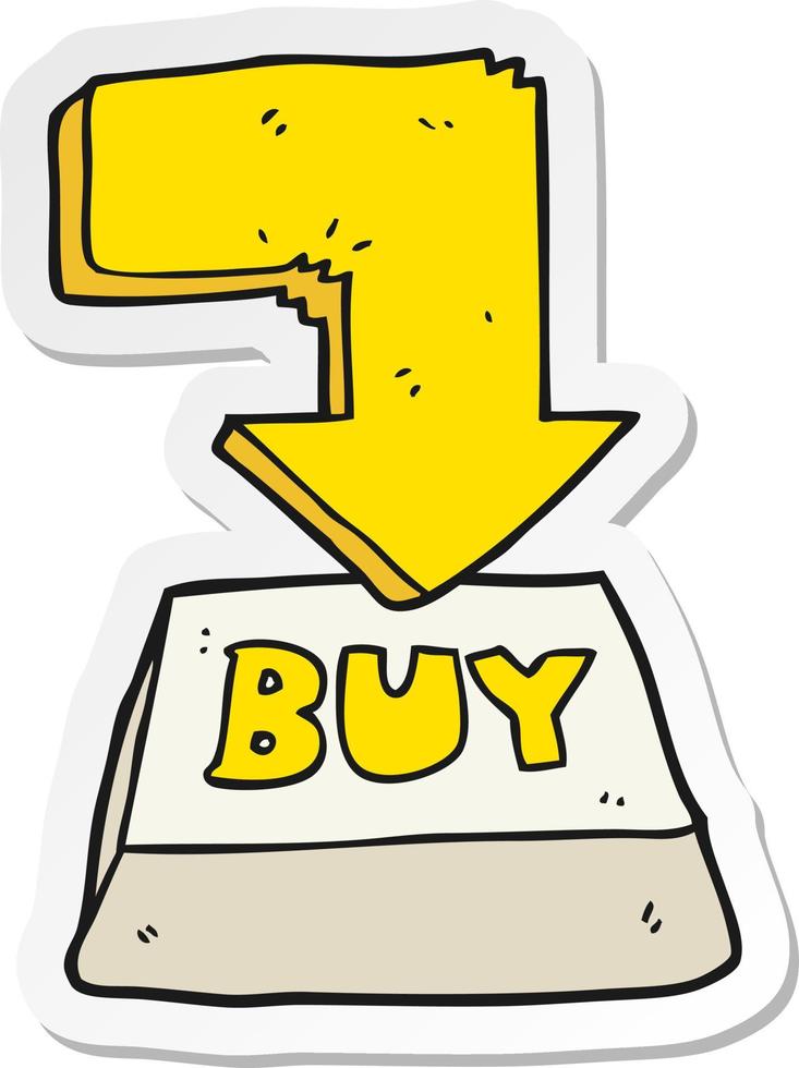 pegatina de un símbolo de compra de clave de computadora de dibujos animados vector