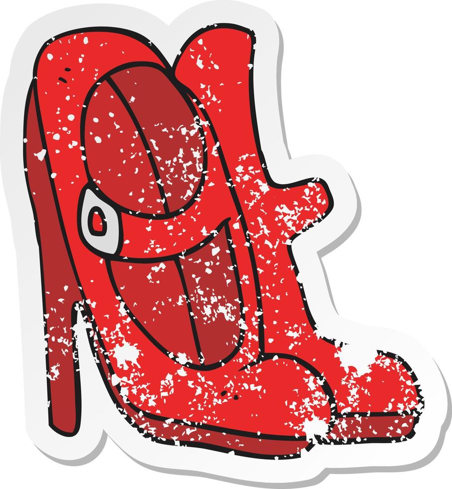 retro distressed sticker of a cartoon high heeled shoes vector