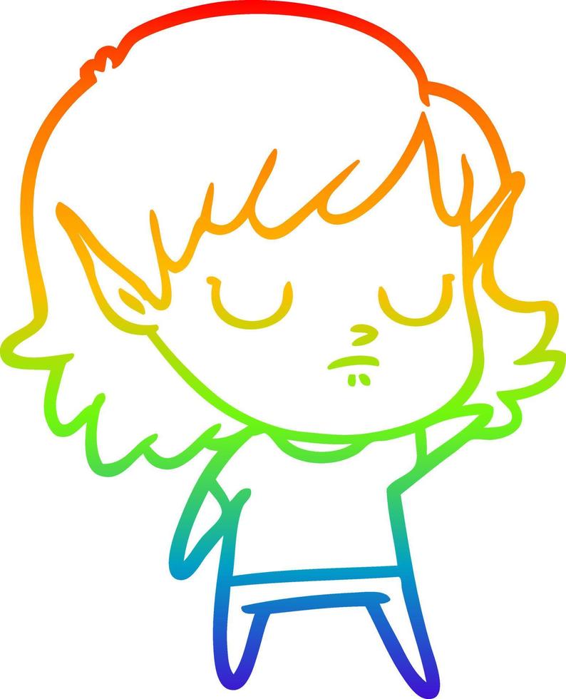 arco iris gradiente línea dibujo dibujos animados elfo niña vector