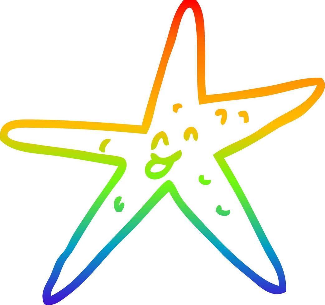 rainbow gradient line drawing cartoon star fish vector