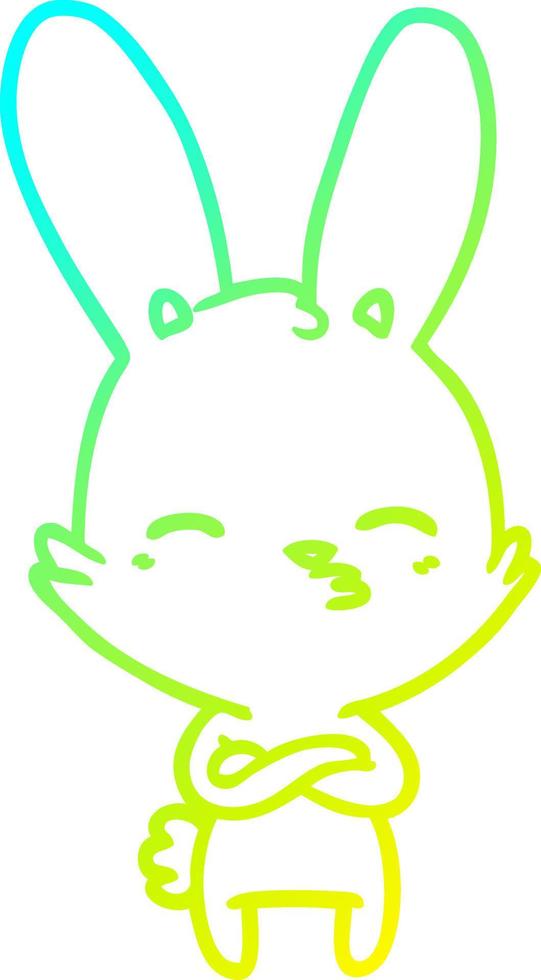 cold gradient line drawing curious bunny cartoon vector