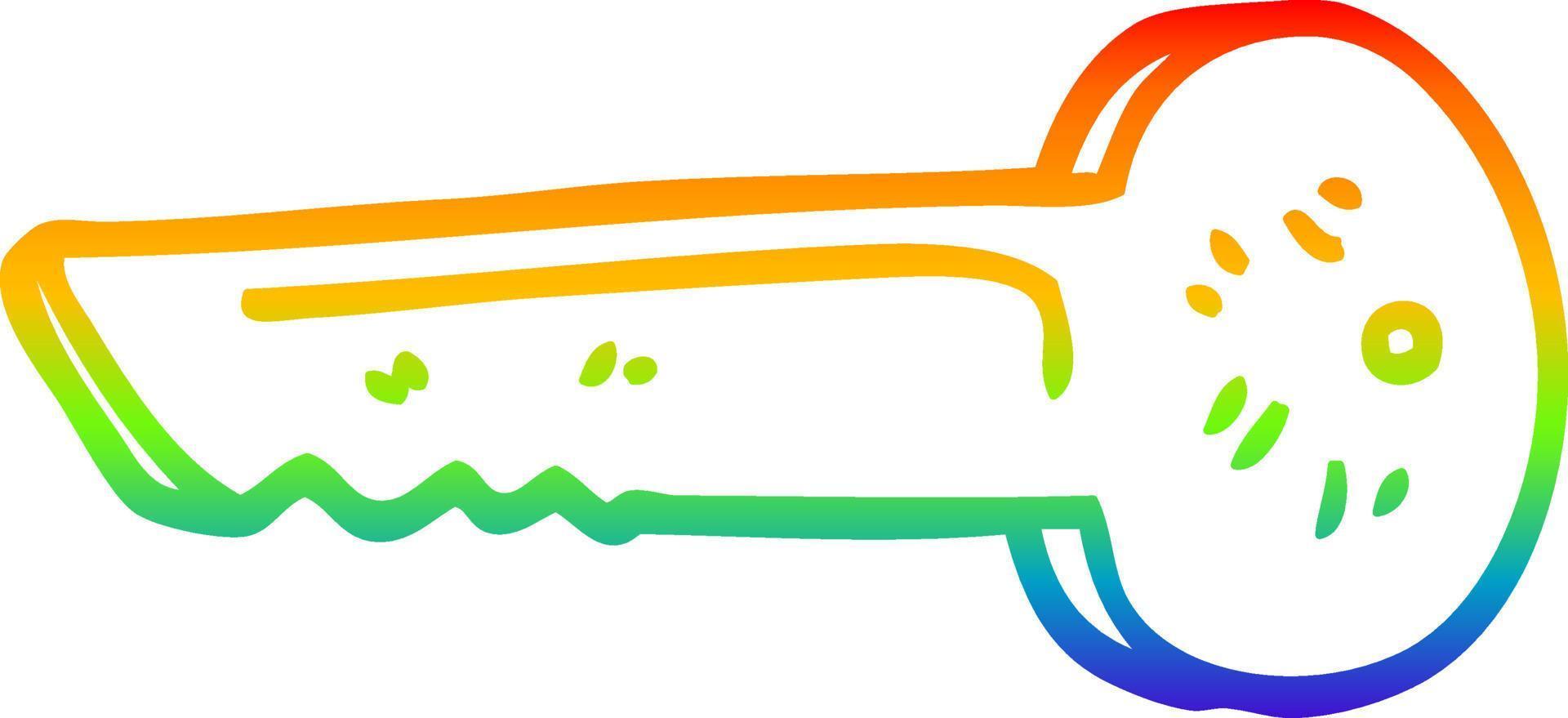 rainbow gradient line drawing cartoon gold key vector