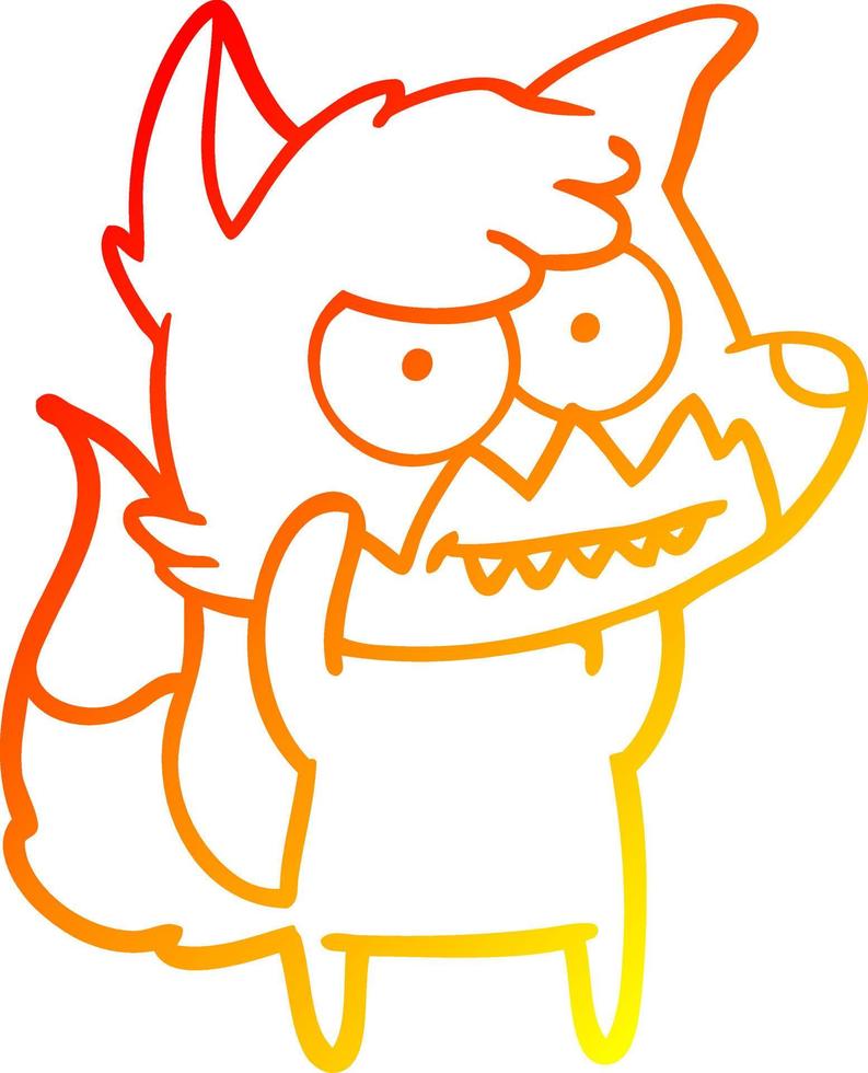 warm gradient line drawing cartoon grinning fox vector