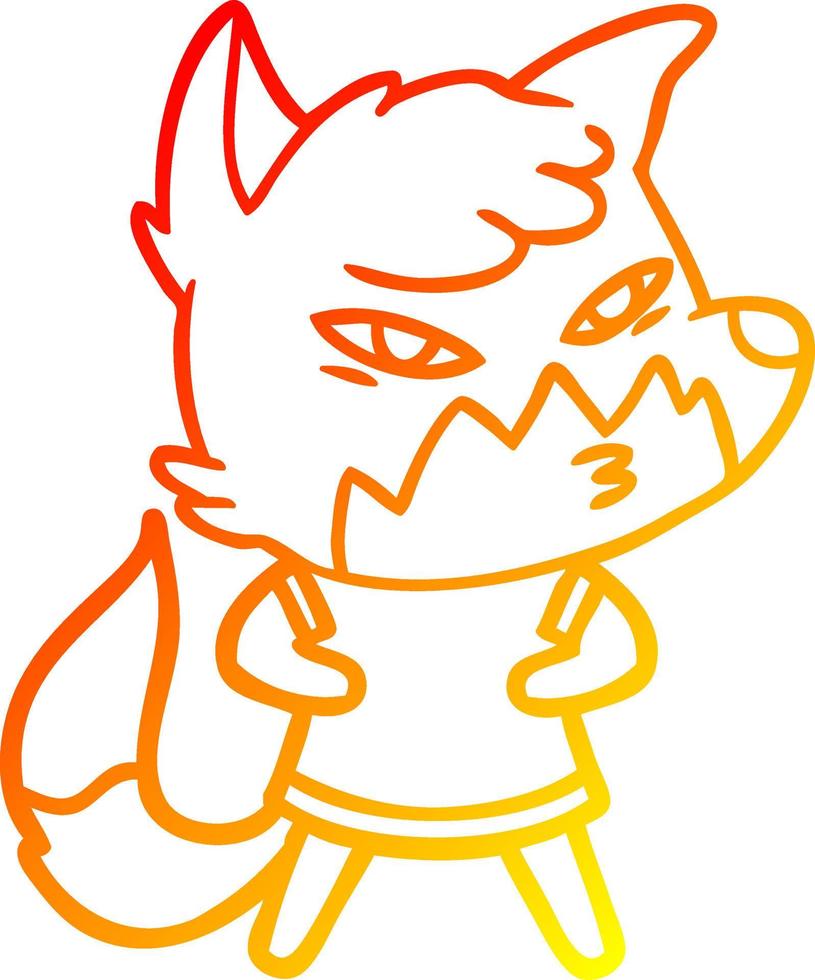 warm gradient line drawing clever cartoon fox vector