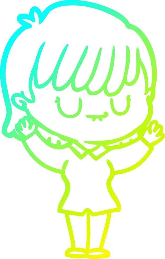 cold gradient line drawing cartoon woman vector