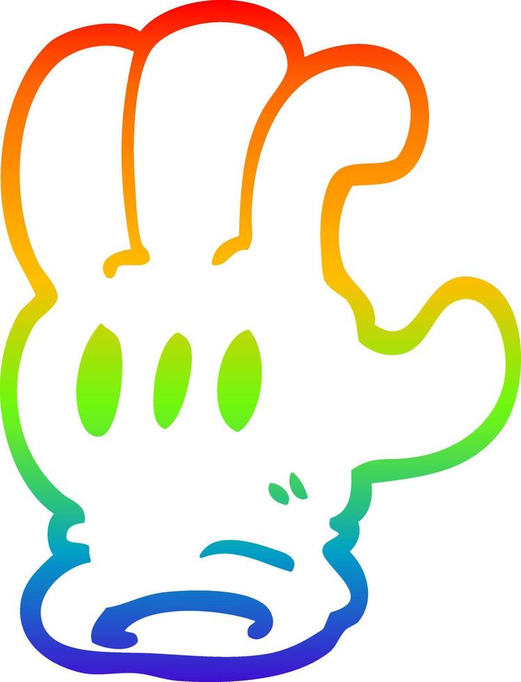 rainbow gradient line drawing cartoon glove hand vector