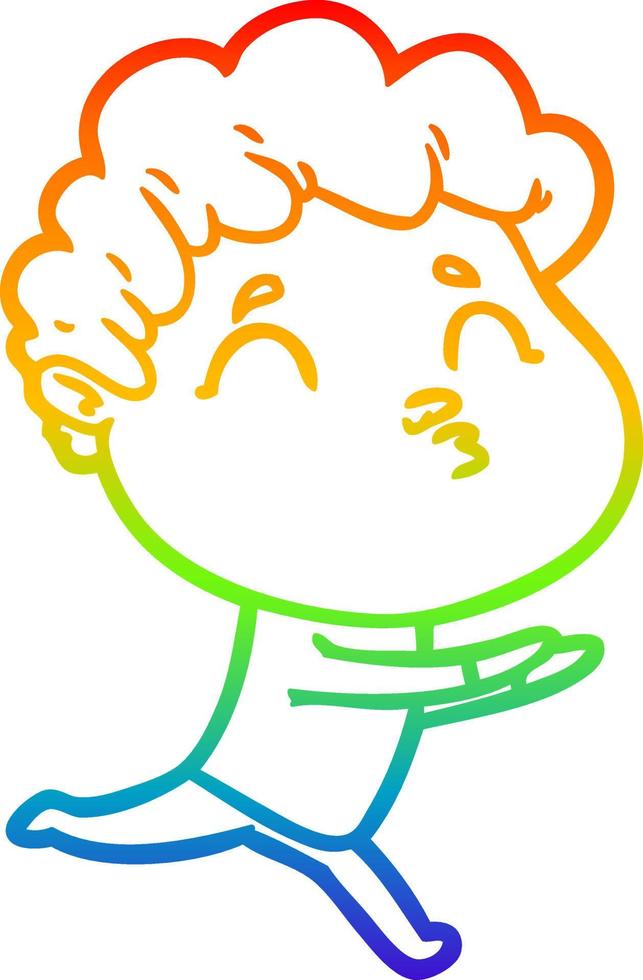 rainbow gradient line drawing cartoon man pouting vector