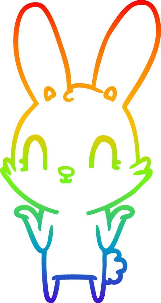 rainbow gradient line drawing cute cartoon rabbit vector