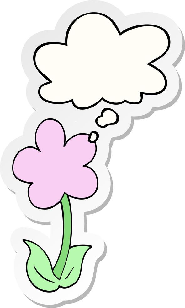 cute cartoon flower and thought bubble as a printed sticker vector