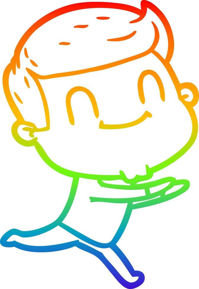 rainbow gradient line drawing cartoon friendly man vector