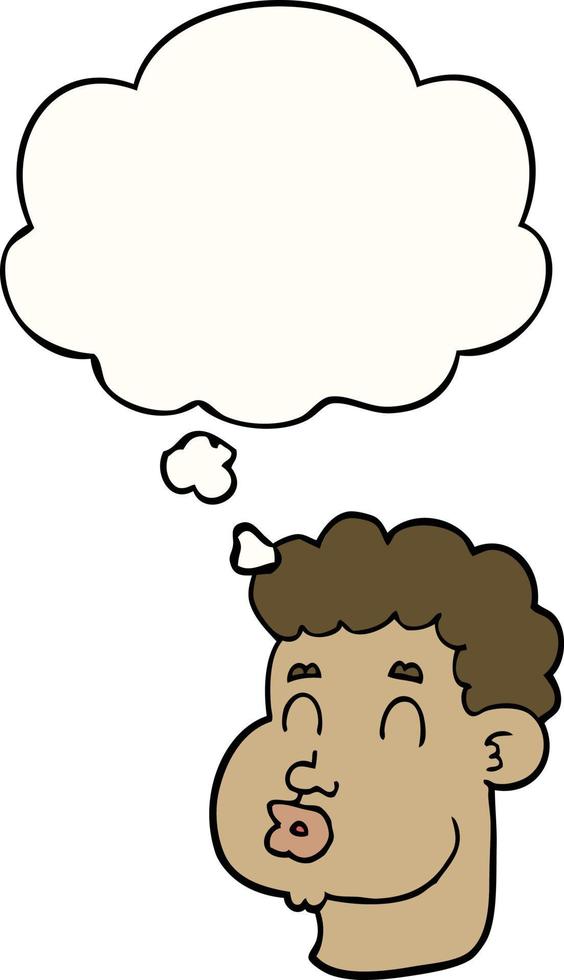 cartoon male face and thought bubble vector