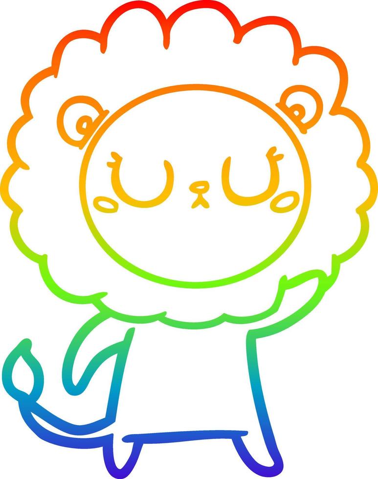 rainbow gradient line drawing cartoon lion vector