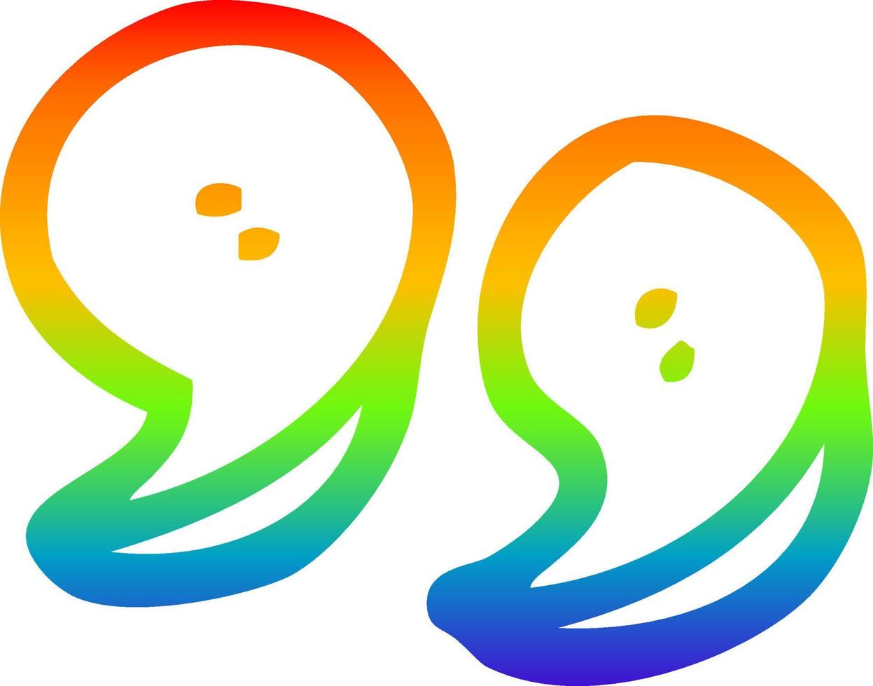 rainbow gradient line drawing cartoon quotation marks vector