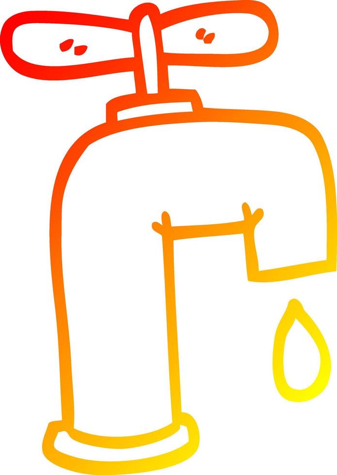 warm gradient line drawing cartoon dripping faucet vector