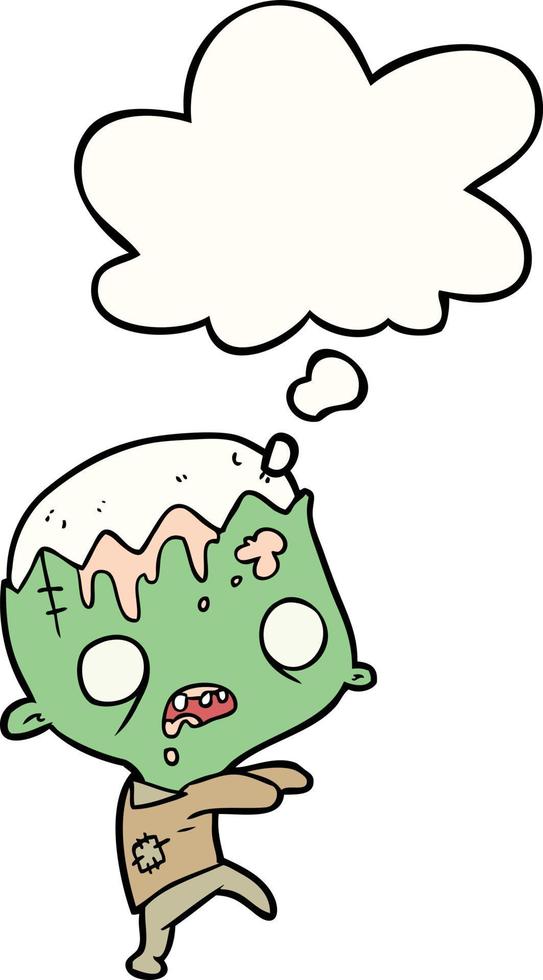 cartoon zombie and thought bubble vector