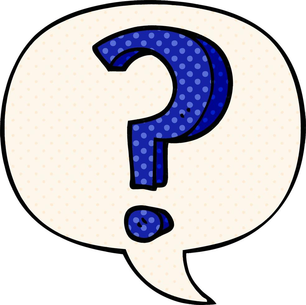 cartoon question mark and speech bubble in comic book style vector