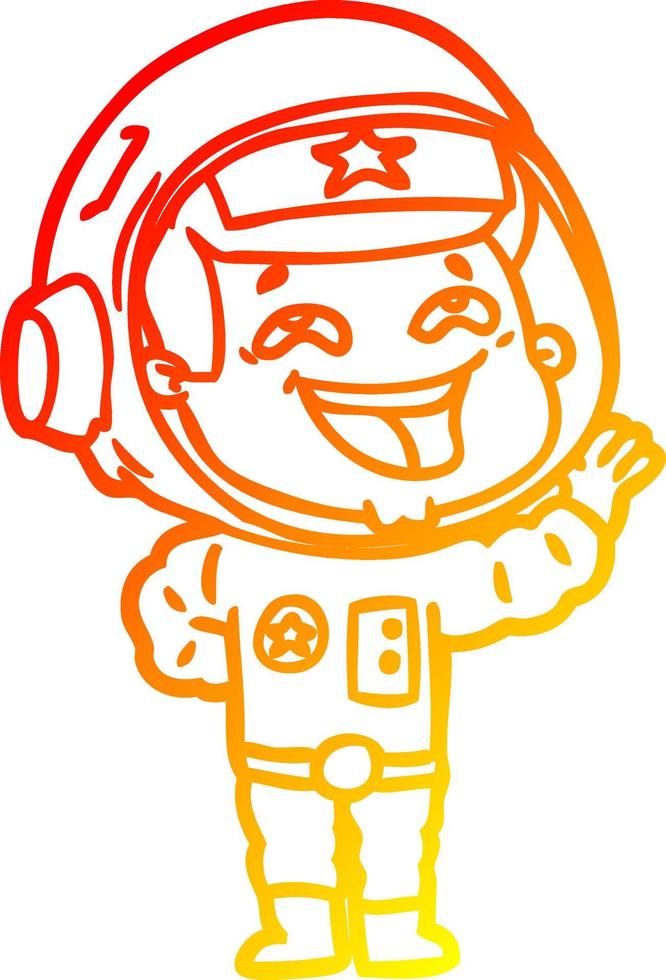 warm gradient line drawing cartoon laughing astronaut vector