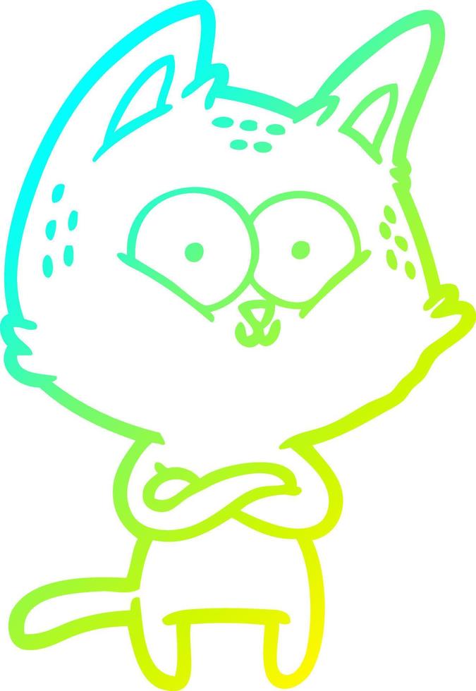 cold gradient line drawing cartoon cat vector