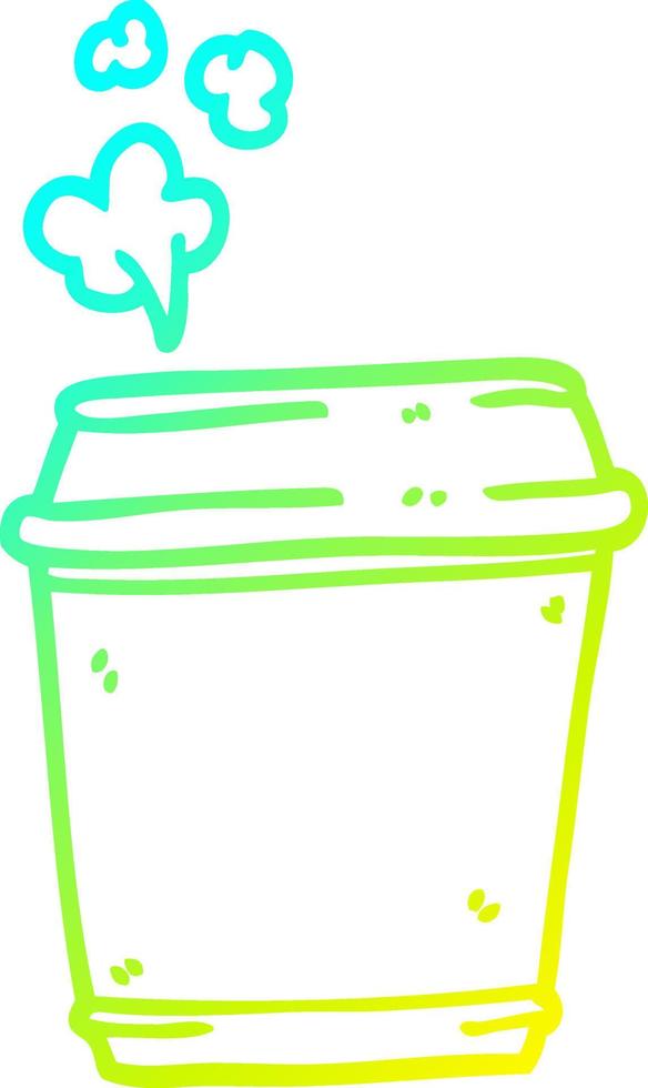 cold gradient line drawing cartoon coffee cup vector