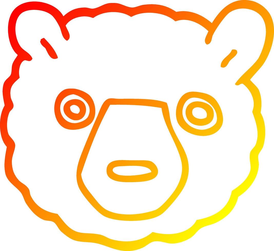 warm gradient line drawing cartoon polar bear face vector