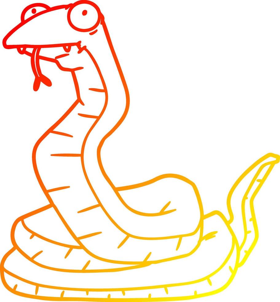 warm gradient line drawing cartoon snake vector