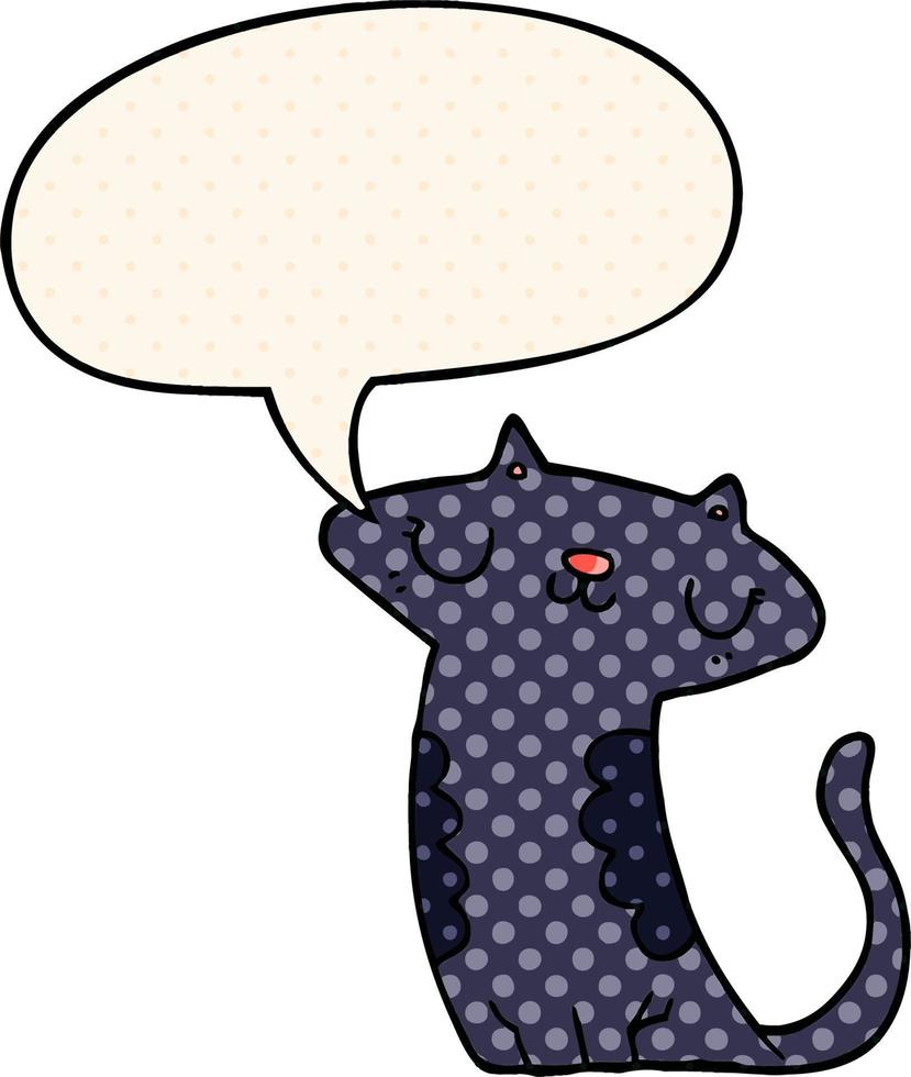 cartoon cat and speech bubble in comic book style vector