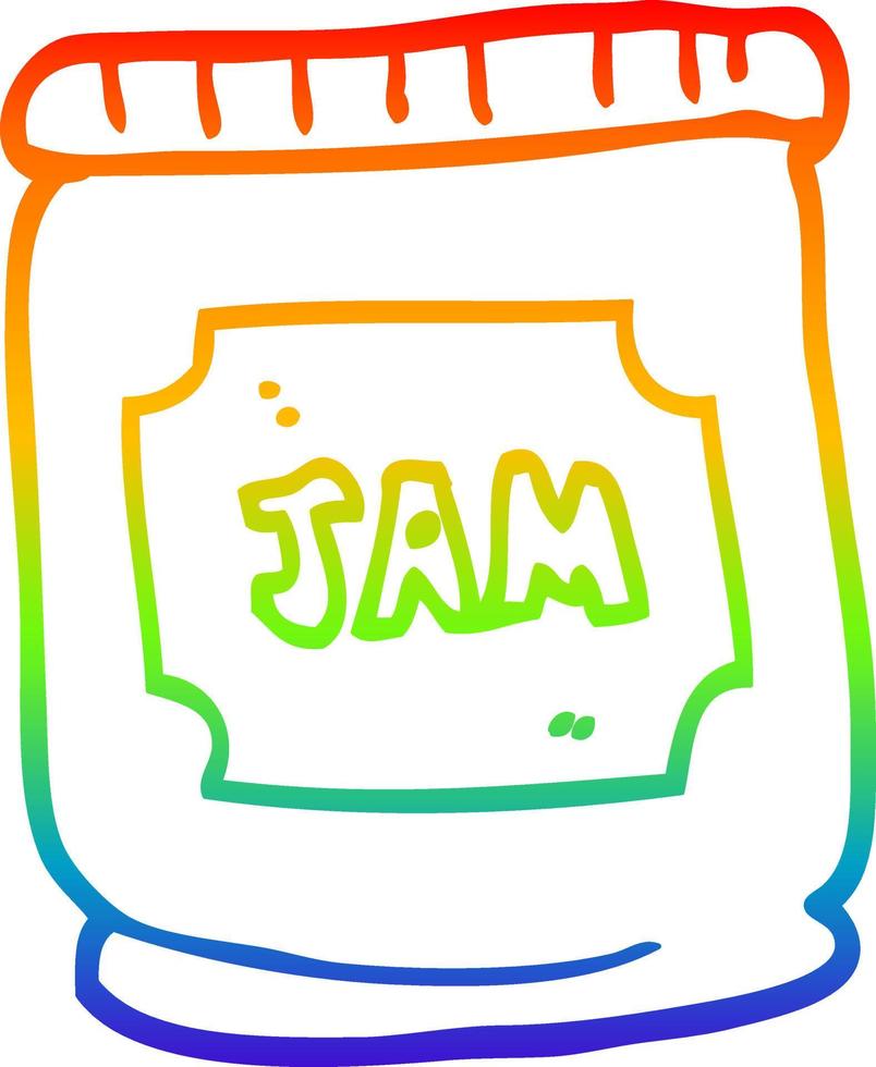 rainbow gradient line drawing cartoon jam pot vector