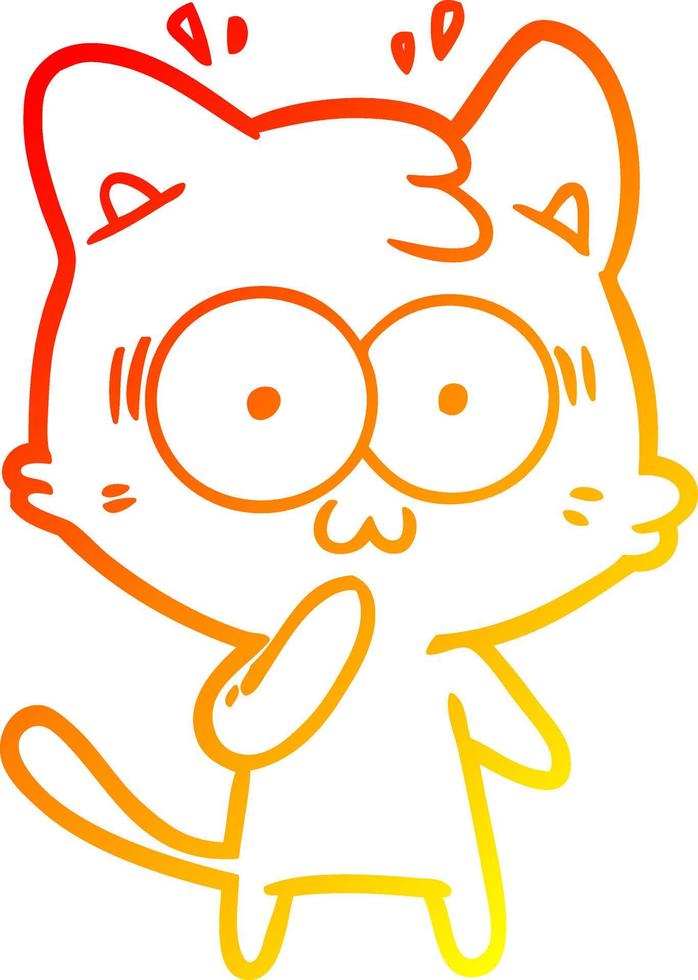 warm gradient line drawing cartoon surprised cat vector