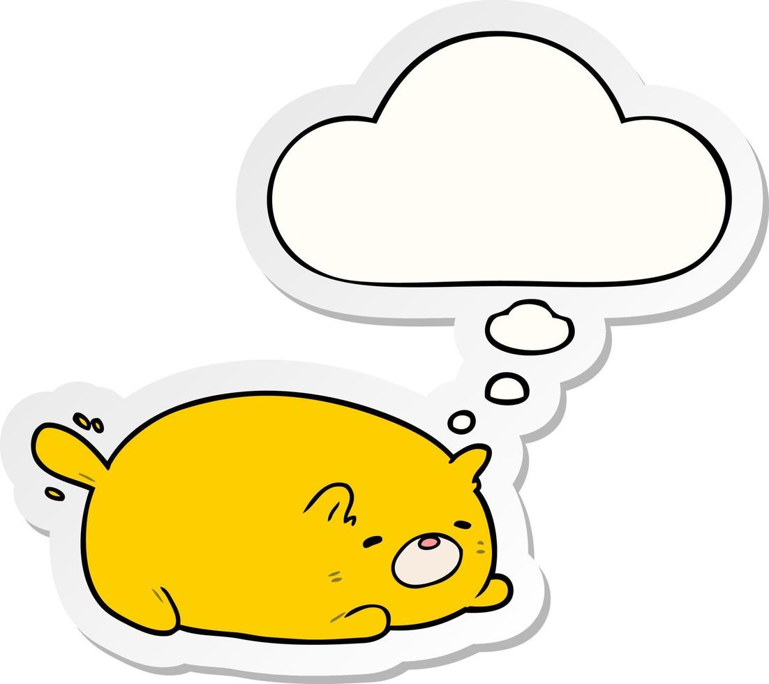 cartoon cat and thought bubble as a printed sticker vector