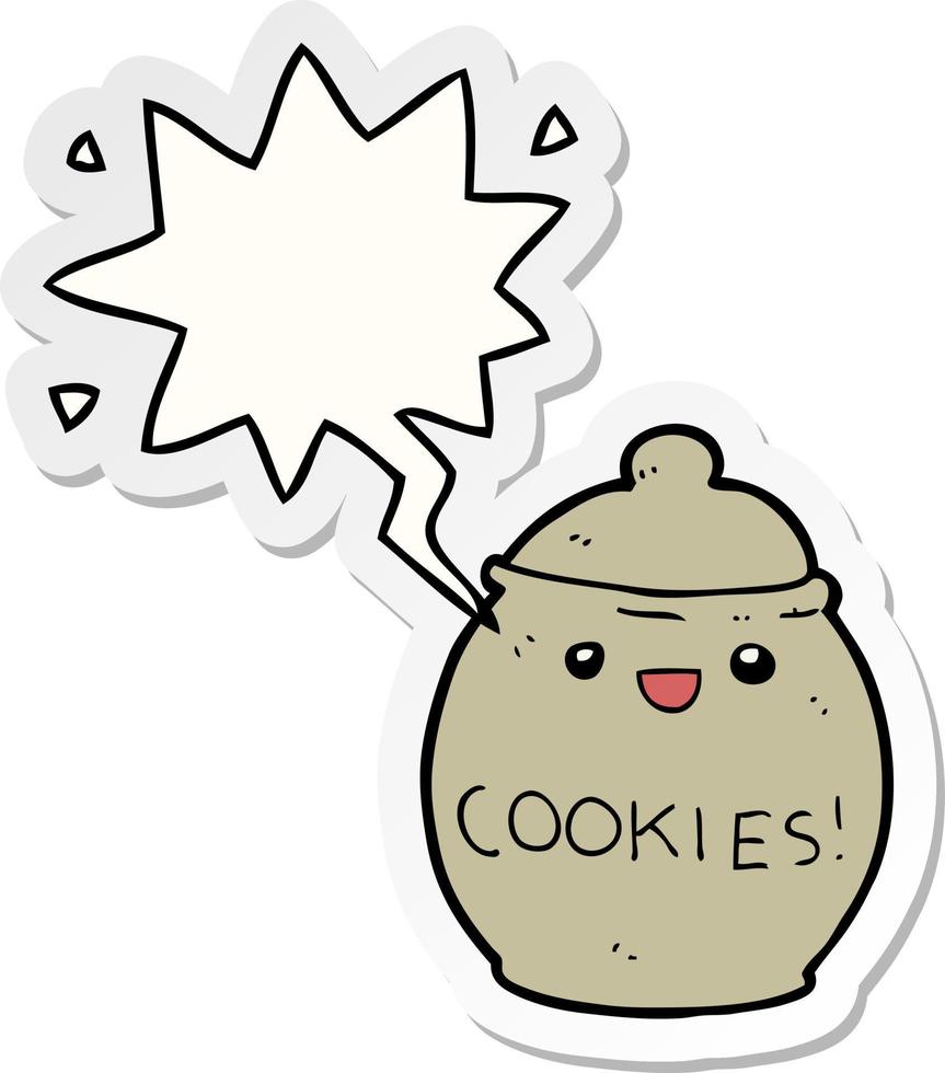 cute cartoon cookie jar and speech bubble sticker vector