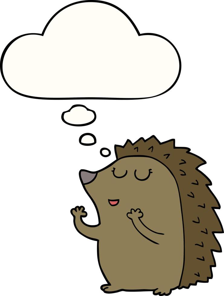 cartoon hedgehog and thought bubble vector