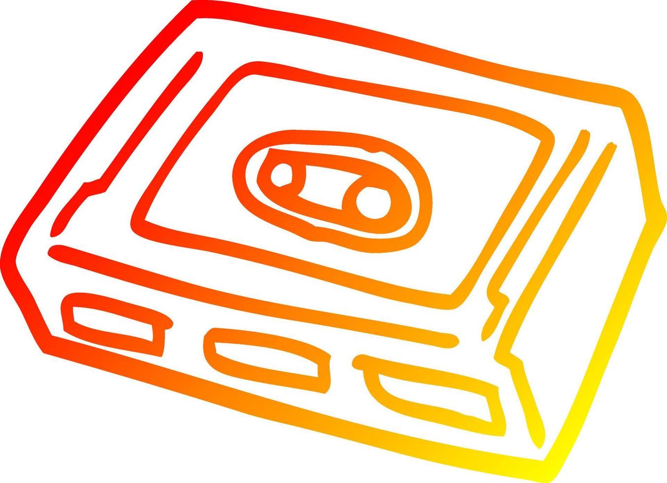 warm gradient line drawing cartoon retro tape cassette vector