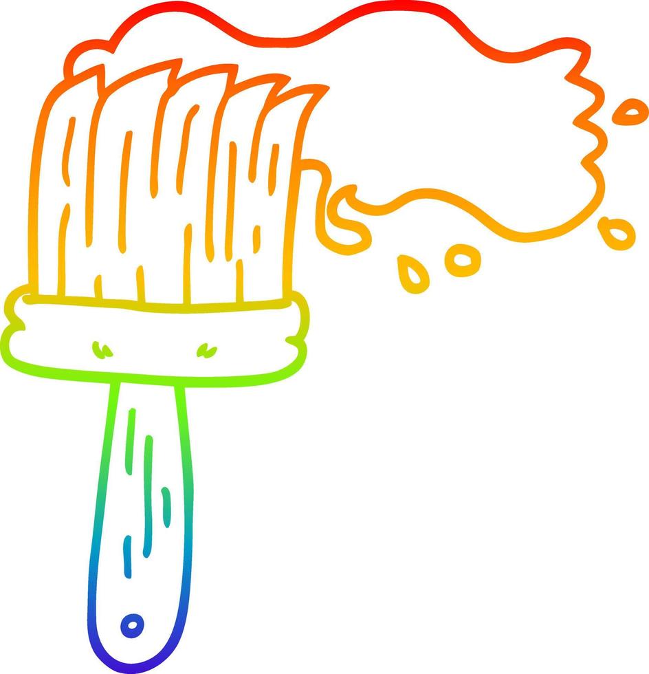 cepillo de pintura de dibujos animados de dibujo de línea de degradado de arco iris vector