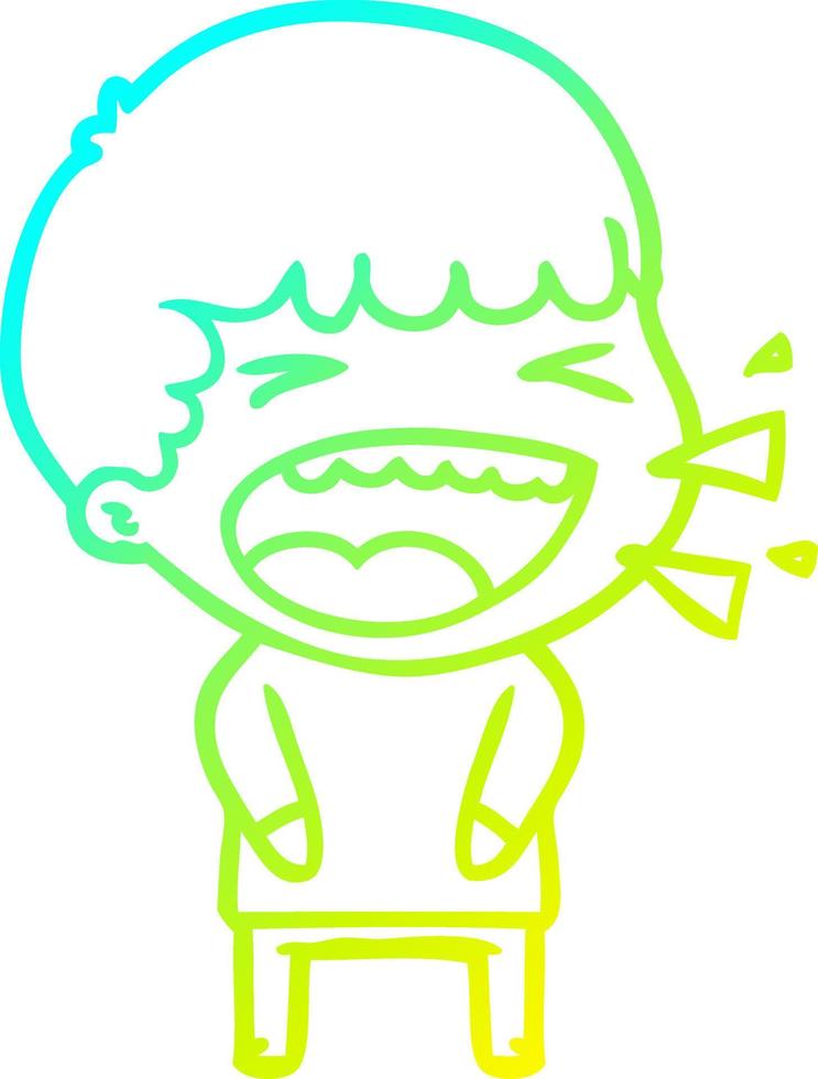 cold gradient line drawing cartoon laughing man vector