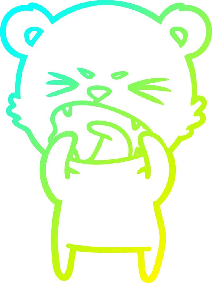 cold gradient line drawing angry cartoon bear vector