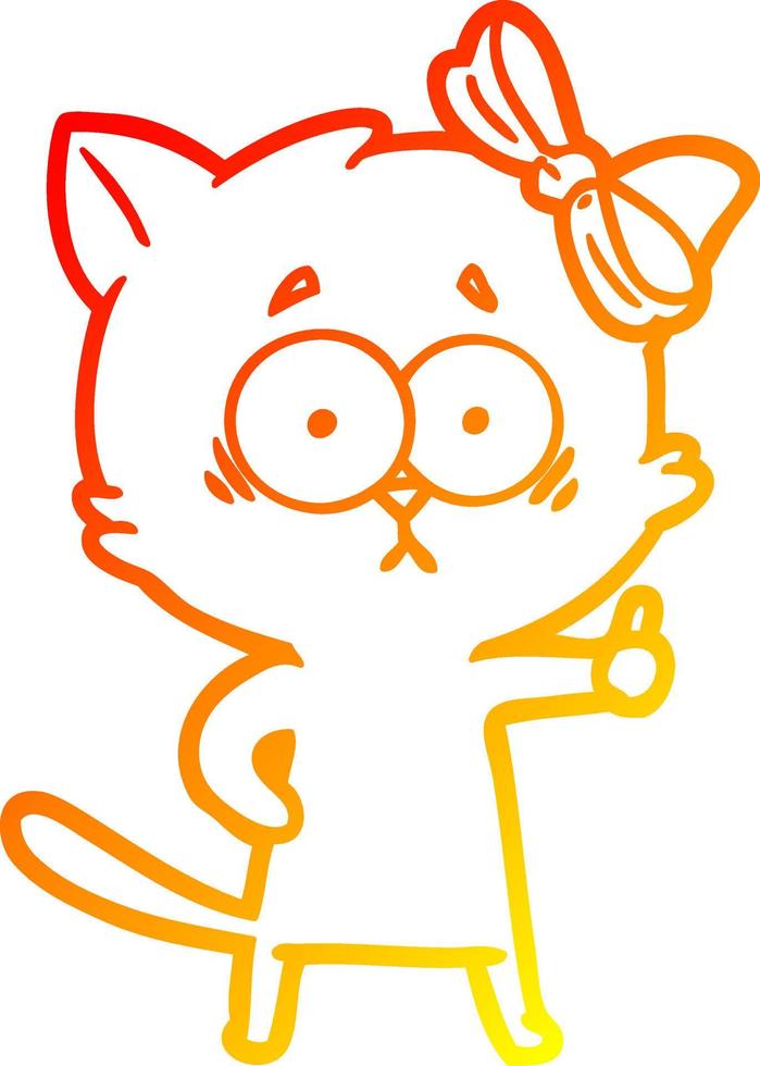 warm gradient line drawing cartoon cat vector