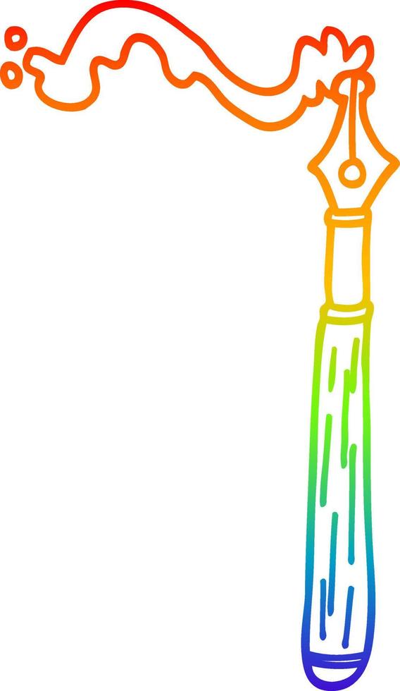 rainbow gradient line drawing cartoon ink pen vector