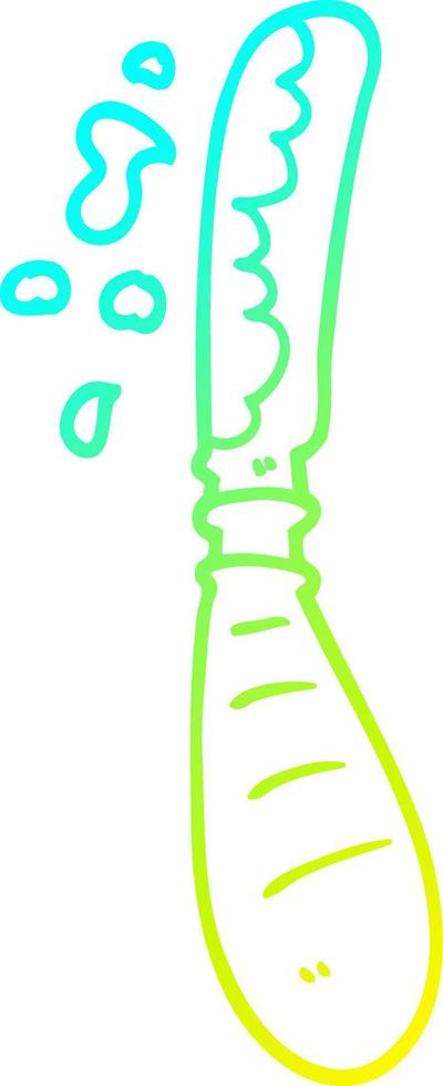 cold gradient line drawing cartoon butter knife vector