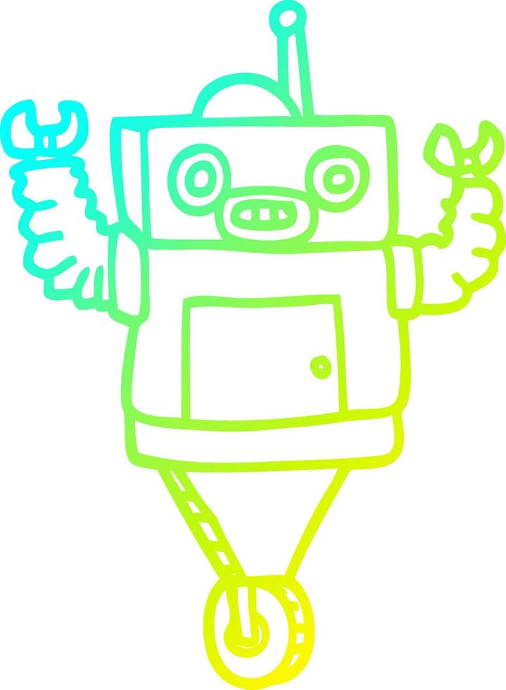 cold gradient line drawing cartoon robot vector