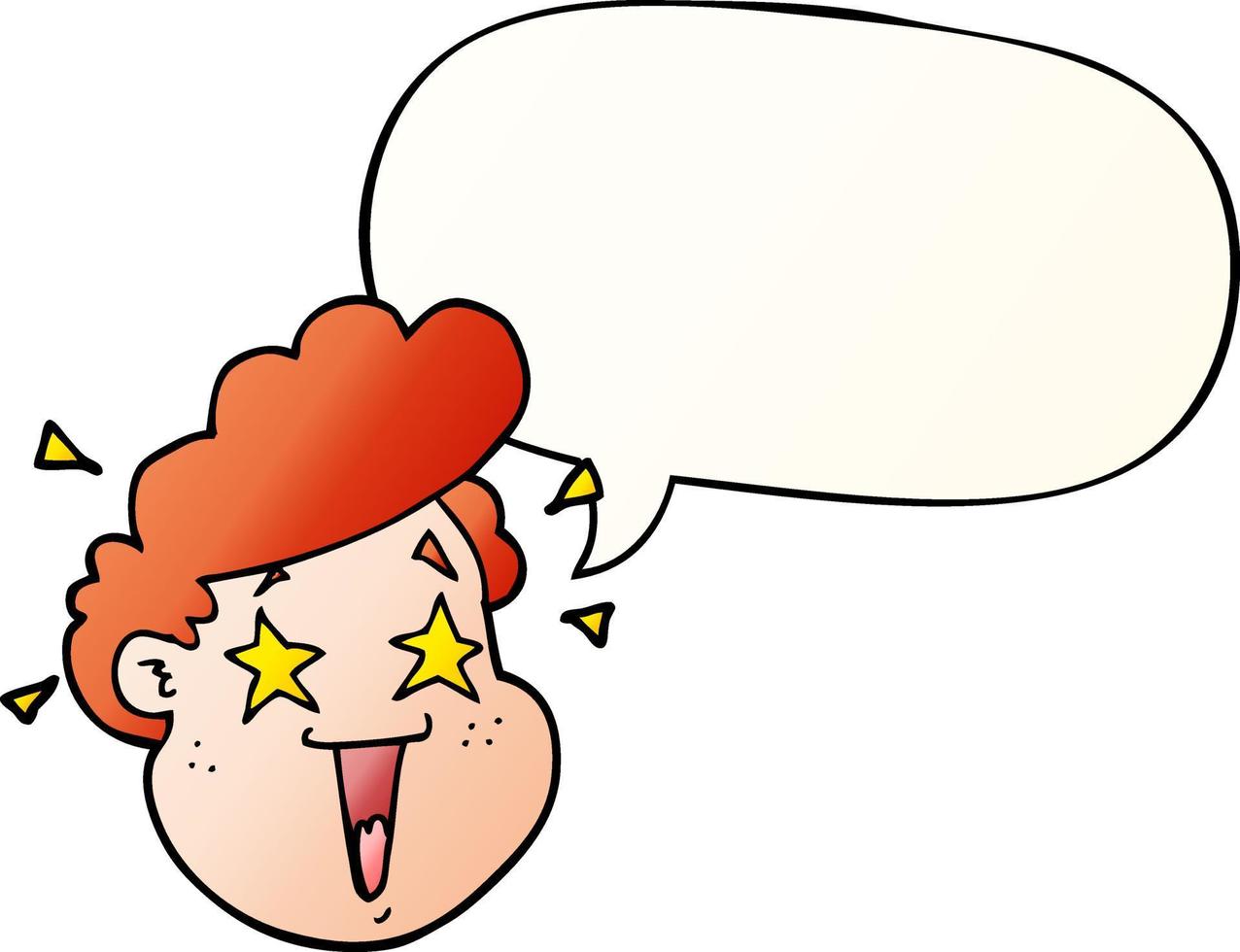 cartoon happy face and speech bubble in smooth gradient style vector