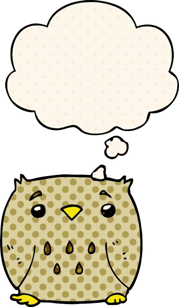 cartoon owl and thought bubble in comic book style vector