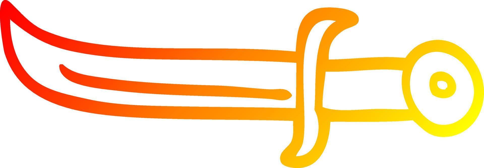 warm gradient line drawing cartoon golden dagger vector