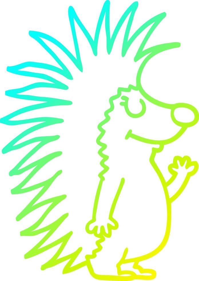 cold gradient line drawing cartoon spiky hedgehog vector