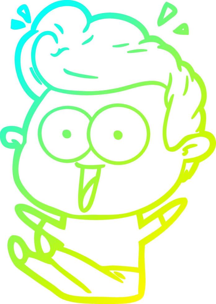 cold gradient line drawing cartoon staring man vector