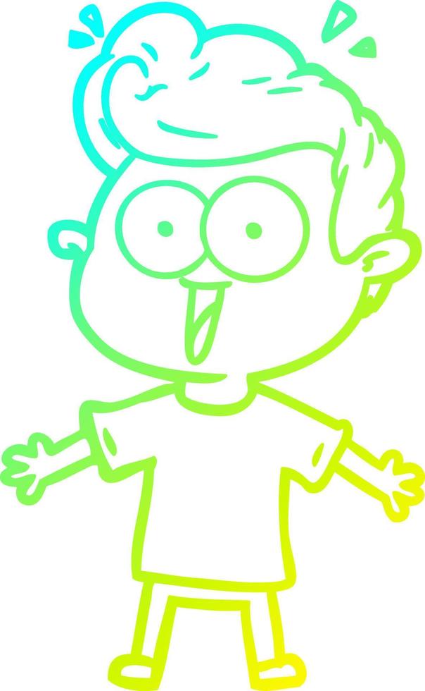 cold gradient line drawing cartoon staring man vector