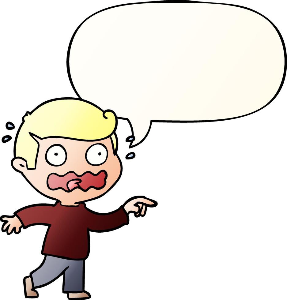 cartoon stressed out pointing and speech bubble in smooth gradient style vector