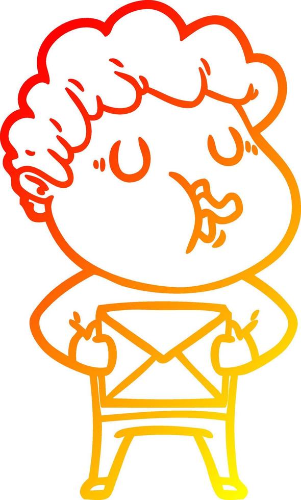 warm gradient line drawing cartoon man singing vector