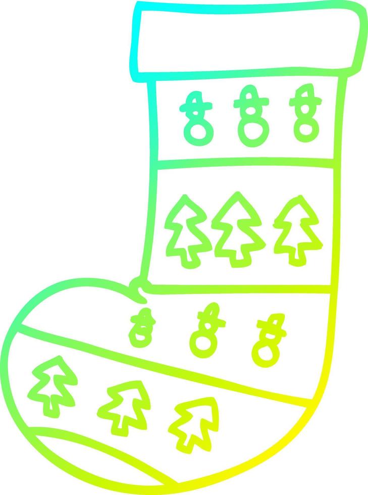 cold gradient line drawing cartoon christmas stocking vector